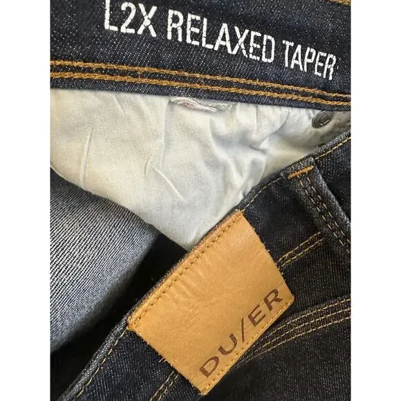 DU/ER L2X Relaxed Taper Jeans Men's Size 32 X 30 Dark Performance Stretch DUER - Picture 12 of 15